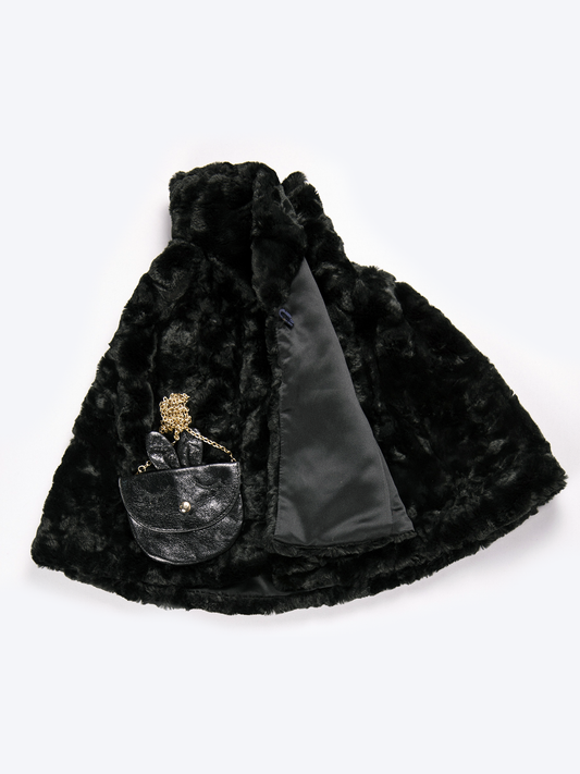 Black Faux Fur Cape