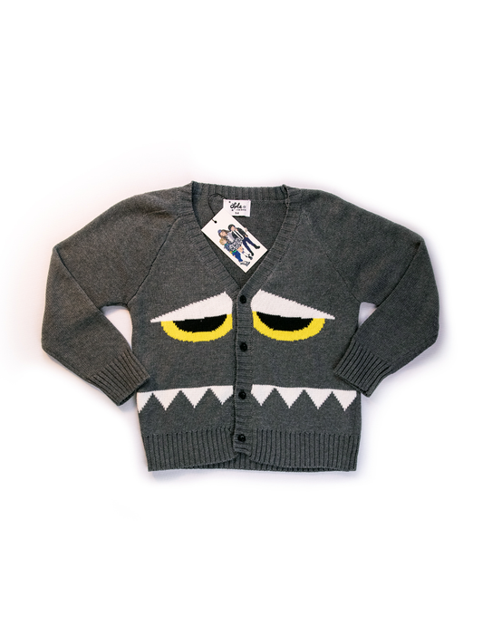 Lola Monster Face Cardigan Sweater