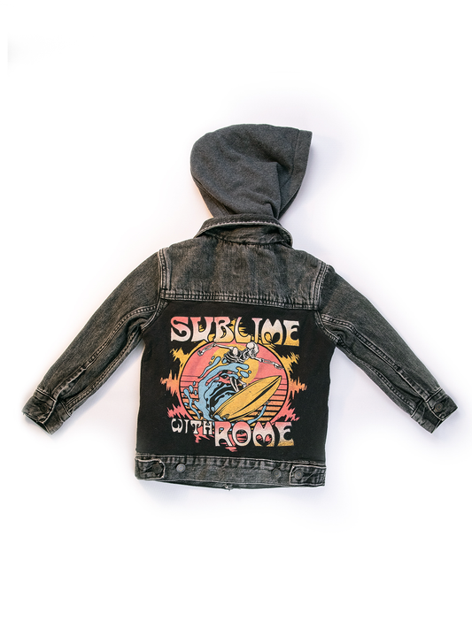 Custom-Made Band Denim Jacket with Hood