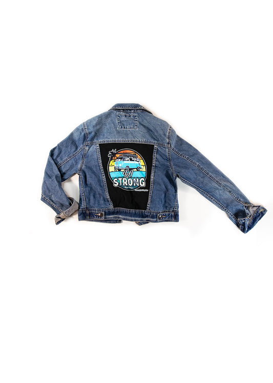 LA Strong Blue Denim Crop Jacket